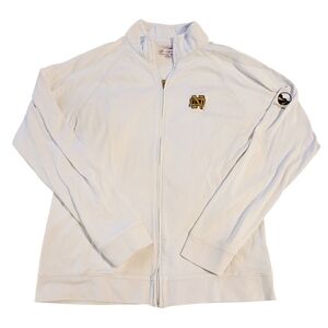 Womans Notre Dame Peter Millar Lost Dune White Long Sleeve Zip Up Golf